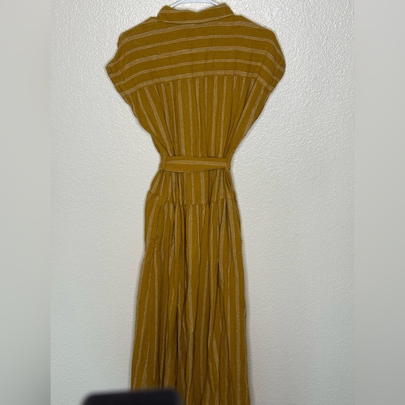 Universal Thread Mustard Striped Dress with Belt at Waist XS - Picture 3 of 3